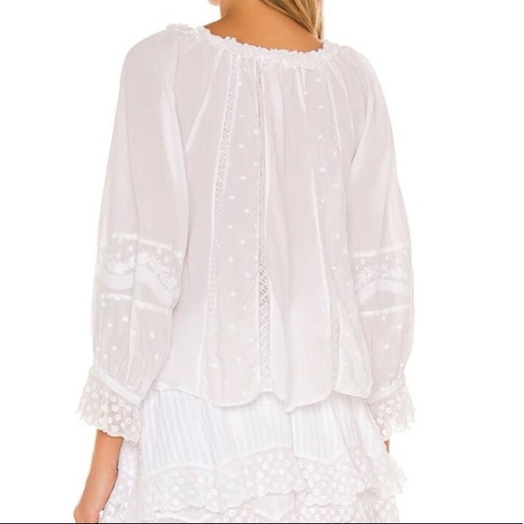 ♦️SOLD♦️LoveShackFancy Odina Embroidered White Cotton Blouse - Picture 2 of 16